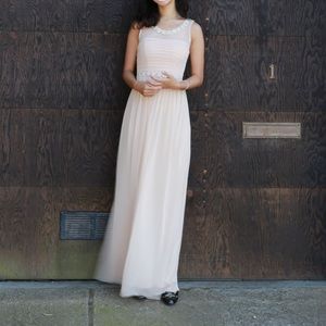 Peach chiffon dress for wedding, engagement photos